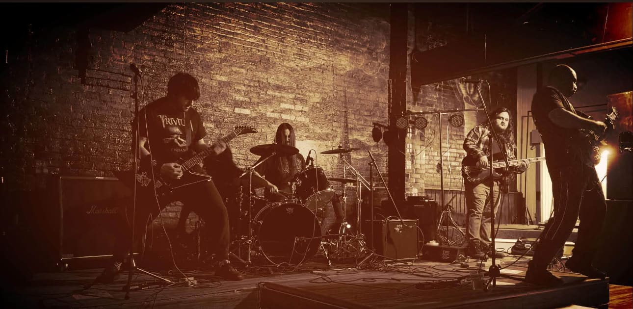 Danny's band performing live on stage